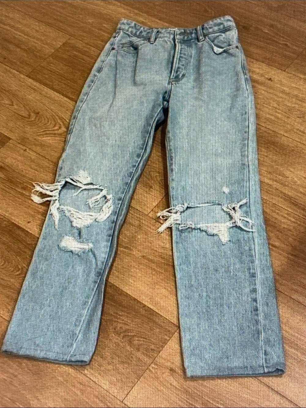 ROLLA'S Light Wash Distressed Straight-Leg Jeans